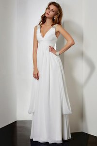 Robe de bal naturel longue manche nulle en chiffon v encolure