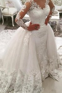 Robe de mariée appliques accrocheur avec décoration dentelle de col en v de mode de bal