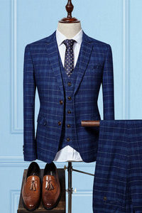 Décontracté costume À carreaux 3 pièces costume d'affaires mode