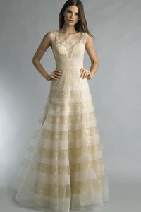 Robe de bal naturel en dentelle de lotus ligne a au niveau de cou