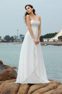 Robe de mariée longue de princesse en plage manche nulle de col en cœur