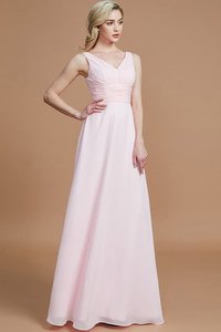 Robe demoiselle d'honneur ligne a avec chiffon jusqu'au sol manche nulle de princesse