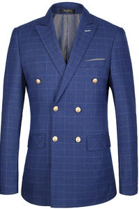 Manteaux hommes blazer double boutonnage plaid costume veste