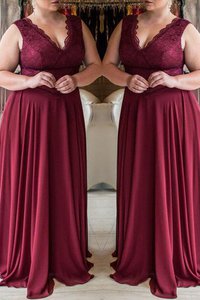 Robe de bal naturel avec décoration dentelle de col en v avec zip ligne a