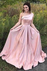 Robe de bal naturel d'épaule asymétrique fermeutre eclair ligne a manche nulle