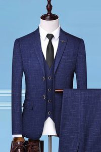 Costume d'affaires 3 pièces plaid formel de mode hommes