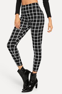 Legging taille haute splendide à carreaux