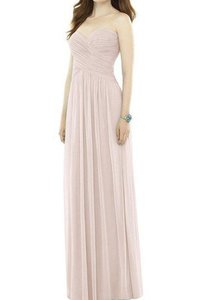 Robe demoiselle d'honneur a-ligne avec chiffon ruché jusqu'au sol entrecroisé
