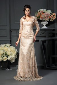 Robe mère de mariée longue avec sans manches a-ligne v encolure de princesse