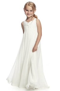 Robe de cortège enfant naturel ruché avec chiffon bretelles spaghetti de princesse