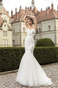 Robe de mariée naturel sexy de sirène decoration en fleur en tulle