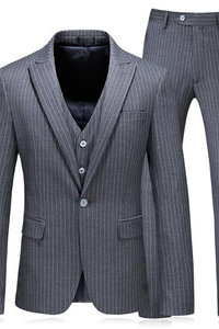 3 pièces veste manteau pantalon gilet hommes costume ensemble rayé