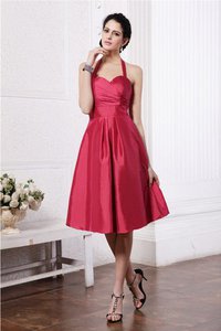 Robe demoiselle d'honneur bref au niveau de genou a-ligne avec fronce avec zip