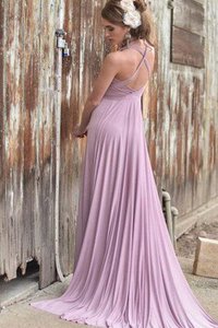 Robe demoiselle d'honneur romantique facile ligne a entrecroisé au drapée
