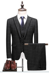 Costume hommes slim fit business gris rayure hommes haute qualité hommes costumes