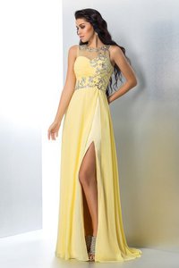 Robe de soirée longue avec perle a-ligne de princesse en chiffon