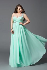 Robe de bal longue jusqu'au sol de princesse d'épaule asymétrique fermeutre eclair