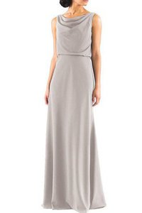 Robe demoiselle d'honneur longue avec chiffon jusqu'au sol avec sans manches en forme