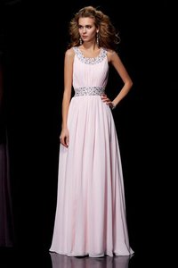 Robe de bal longue jusqu'au sol avec chiffon de princesse encolure ronde