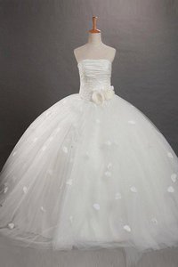 Robe de cortège enfant longue avec fleurs en organza de bustier jusqu'au sol