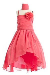 Robe de cortège enfant naturel a-ligne bandouliere spaghetti avec zip avec chiffon