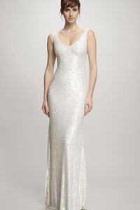 Robe de mariée pailleté vintage en dentelle en tulle de col en v