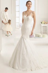 Robe de mariée plissage humble en dentelle de sirène dans l'eglise