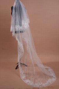 Ourlet de dentelle élégant | modeste pinceau train voile de la mariée mode