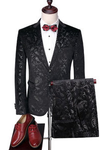 Ensemble nouveauté slim fit impression costume 2 pièces marié