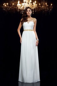 Robe de bal longue naturel ligne a avec chiffon avec perle