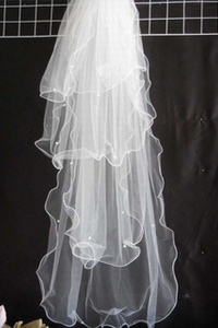 Vintage perles | timeless court voile de la mariée étourdissant