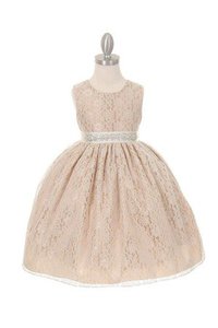 Robe de cortège enfant plissage de lotus longueur au ras du sol avec ruban avec perle