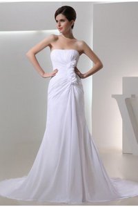 Robe de mariée plissage avec sans manches en chiffon cordon de tour de ceinture en haute