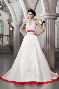 Robe de mariée en satin broder cordon ligne a de princesse