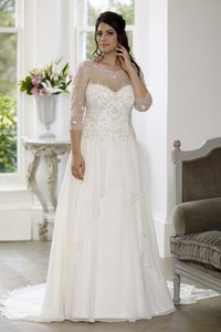 Robe de mariée a-ligne avec fleurs avec décoration dentelle avec chiffon avec perle