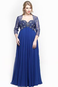 Robe de bal de col en cœur ligne a avec perle avec manche 3/4 jusqu'au sol