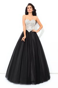 Robe de quinceanera brillant naturel fermeutre eclair col en forme de cœur jusqu'au sol