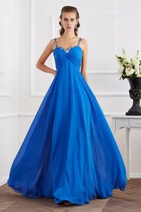 Robe de bal longue de princesse a-ligne manche nulle bretelles spaghetti