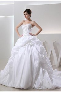 Robe de mariée longue cordon avec perle de traîne longue avec sans manches