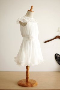 Robe de cortège enfant longue encolure ronde ligne a avec zip de princesse