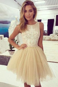 Robe fête de la rentrée de princesse appliques avec sans manches distinctif courte