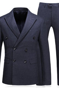 Asiatique taille tuxedos slim fit rayé double boutonnage