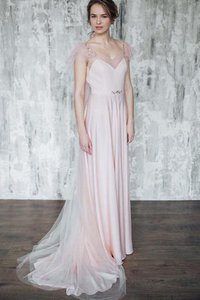 Robe demoiselle d'honneur elégant romantique plissé en dentelle de traîne courte