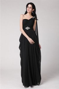 Robe de bal naturel longue en forme en chiffon d'épaule asymétrique