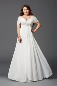 Robe de bal de princesse avec zip lache en chiffon avec manche courte