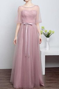 Robe de bal distinguee a-ligne avec fleurs ceinture longueur au ras du sol