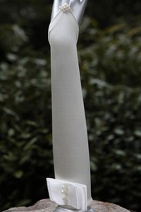Haute qualité gants en satin de soie perles blanc intemporel de mariée