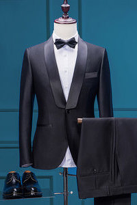 Mode noir groomsman costume avec pantalon hommes costume