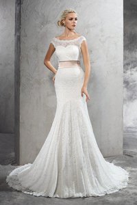 Robe de mariée longue naturel fermeutre eclair de traîne moyenne gaine