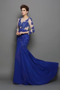 Robe de soirée longue avec chiffon de sirène avec manche longue de traîne courte